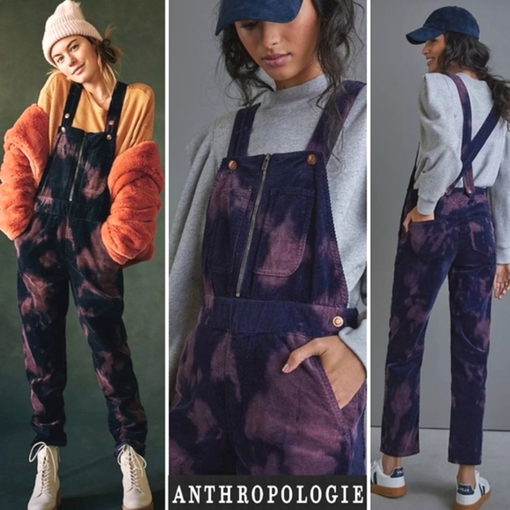 ANTHRO PILCRO The Tye-Dye Grunge 6 Pocket Corduroy Slim Overalls $168/TOP RATED